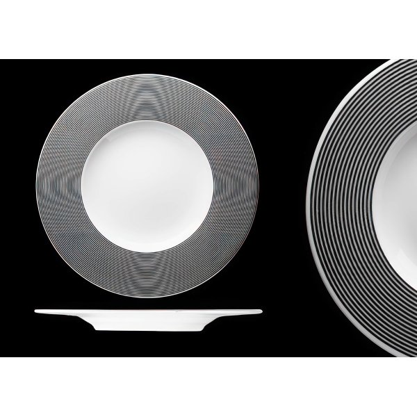 Mělký talíř, černobílý, 33 cm, Gramofon 