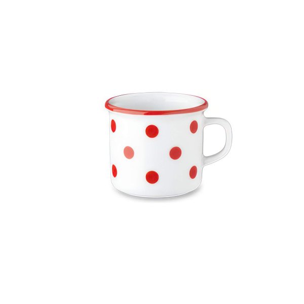 Retro hrnek, červené puntíky, 90 ml, Retro mugs 