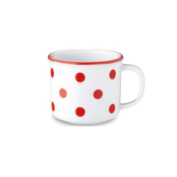 Retro hrnek, červené puntíky, 210 ml, Retro mugs 