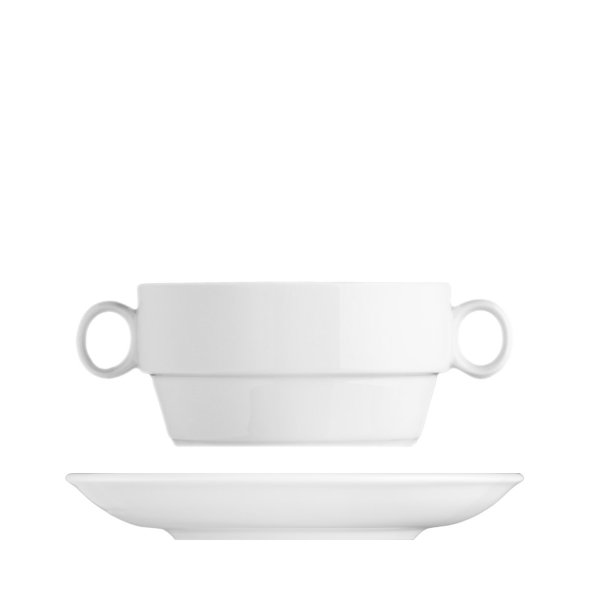 Šálek na polévku s podšálkem, bílý, 410 ml, Princip 