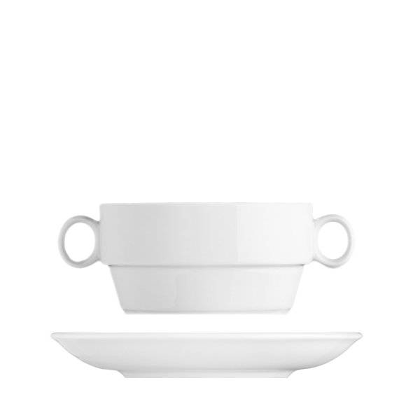 Šálek na polévku s podšálkem, bílý, 310 ml, Princip 