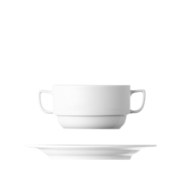 Šálek na polévku s podšálkem, bílý, 390 ml, Diana 