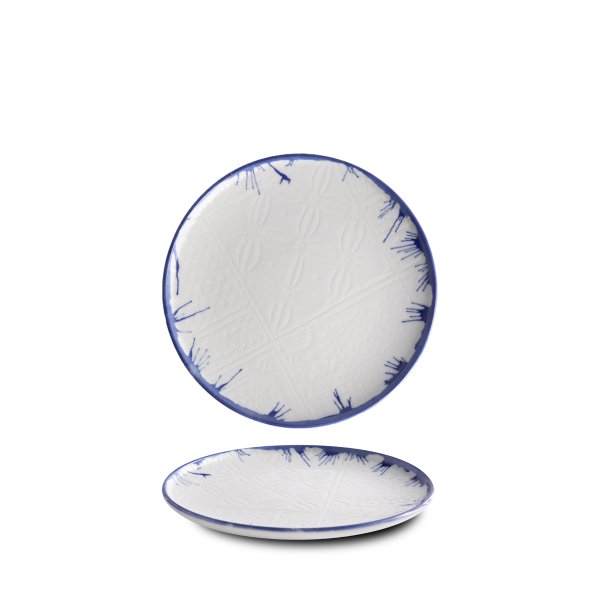 Mělký talíř, modrý rim, 26 cm, Mosaic