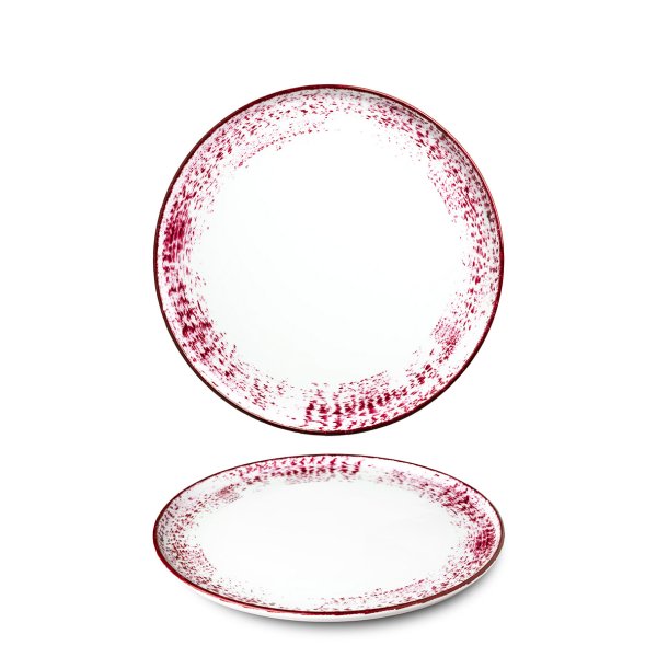 Mělký talíř, červený okraj, 26 cm, Optimo hand painted