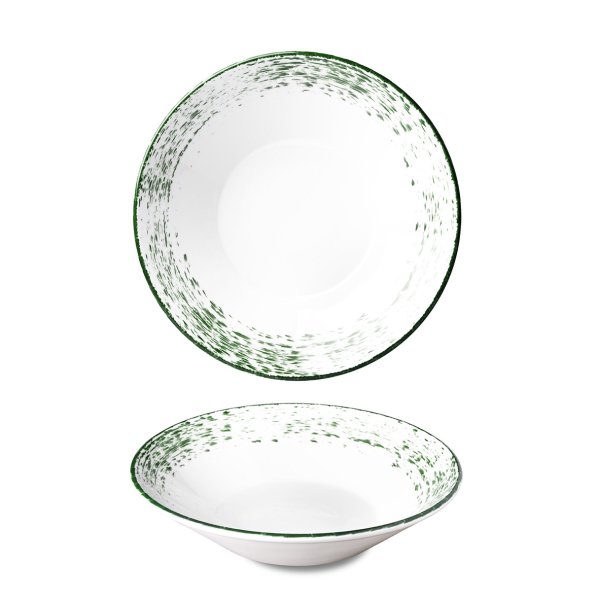 Pasta talíř, zelený okraj, 27 cm, Optimo hand painted