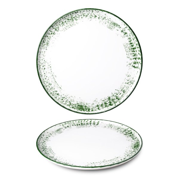 Mělký talíř, zelený okraj, 29 cm, Optimo hand painted