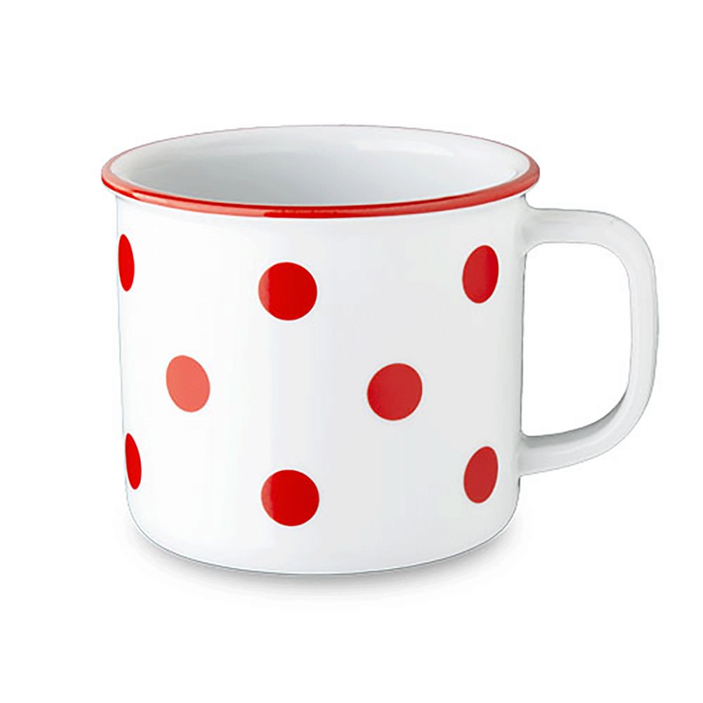 Retro hrnek, červené puntíky, 750 ml, Retro mugs