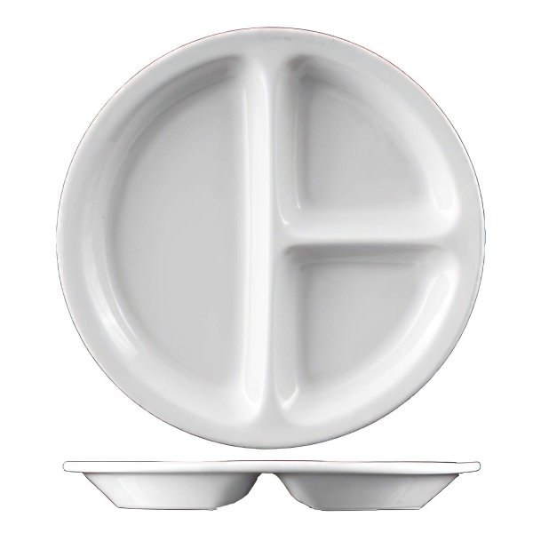 Talíř mělký 3 - dílný, bílý, var.1, 25 cm, Fitness-line 